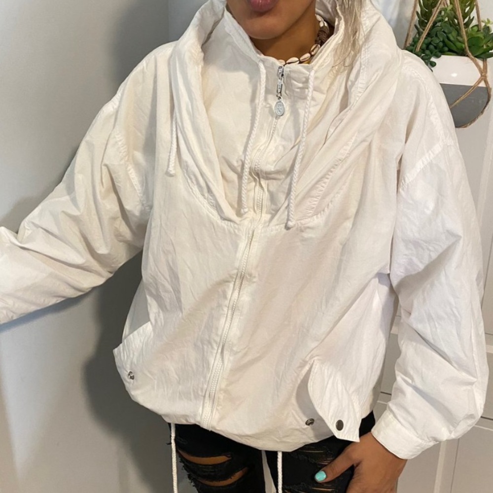 Vintage White Windbreaker Jacket by Kenny Rogers